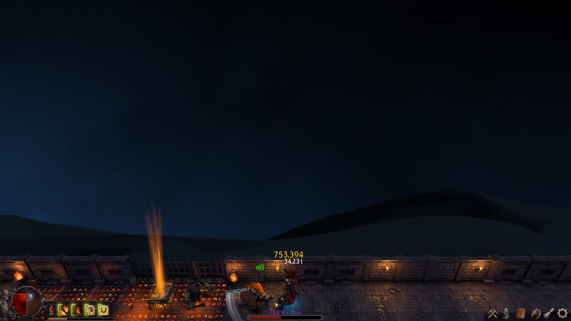 Retail promotional combat view with health, potion and ability controls along the bottom edge.