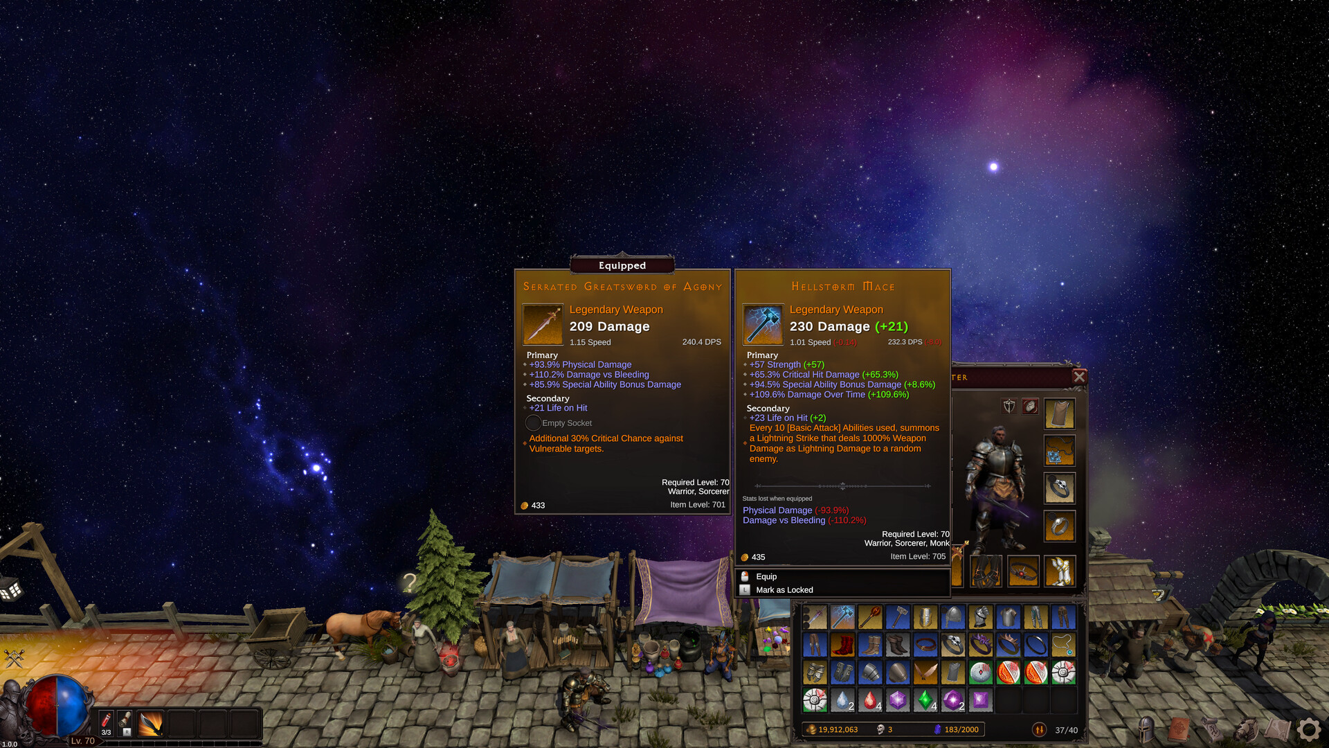 Inventory item tooltip showing the Mark as Locked action.